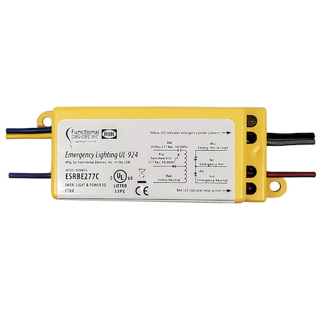 Functional Devices-Rib UL 924 Emergency Bypass/Shunt Relay, 277 Vac Input, 277Vac Bal and 2A ESRBE277C